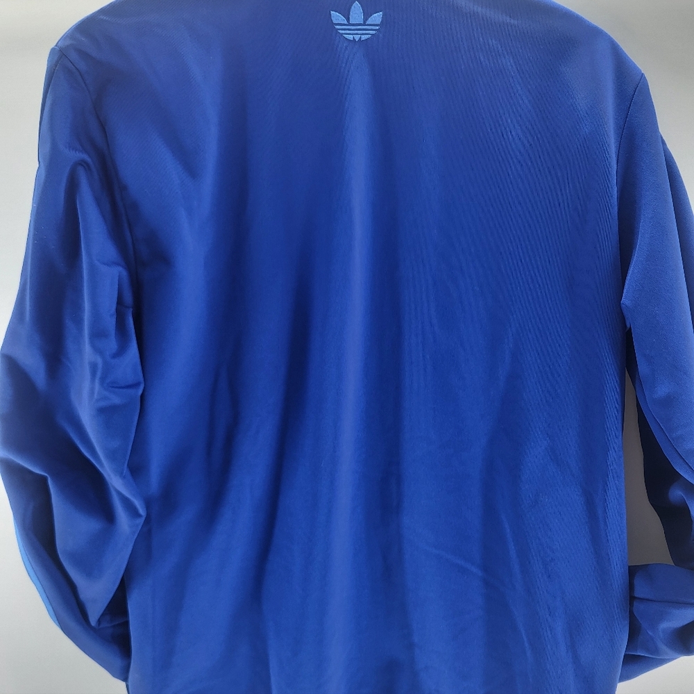 Adidas Jacket Mens Small Blue Green Track Trefoil Big Logo Spell Out Full Zip - Picture 6 of 6